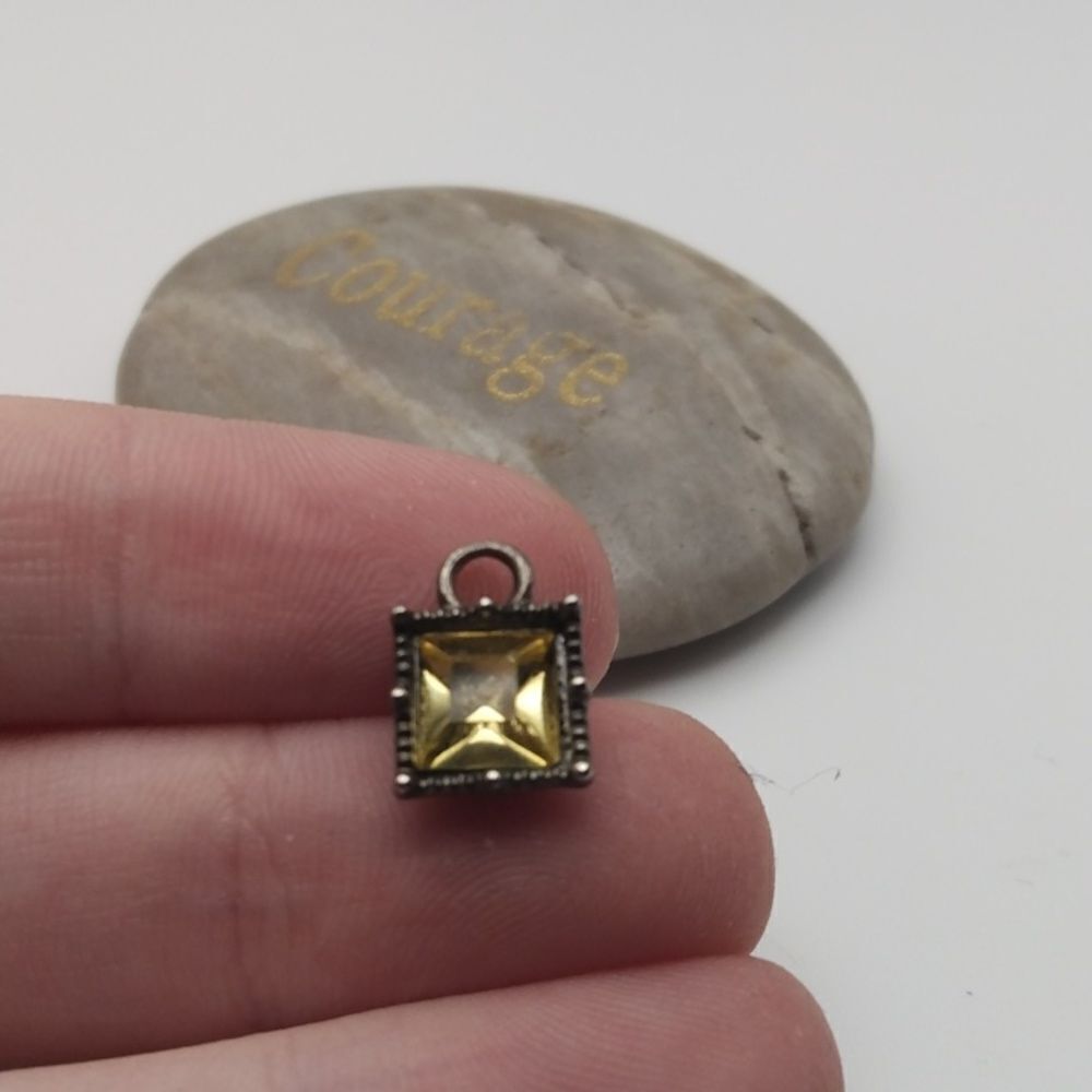 Champagne crystal square necklace charm pendant‎